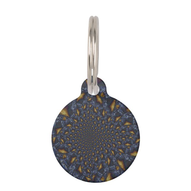 Médaillon Pour Animaux Métal Moulé or et argent bleu (Devant)