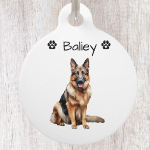 Médaillon Pour Animaux Mignon Chien Berger Allemand Simple 