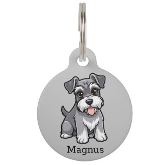 Médaillon Pour Animaux Mignon schnauzer de dessin animé personnaliser éti