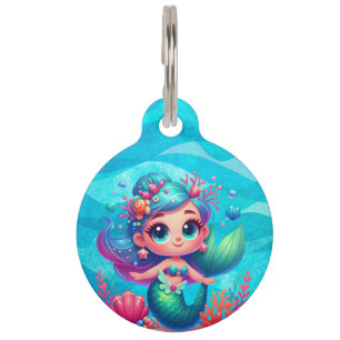 Médaillon Pour Animaux Mignonne sirène sous-marine