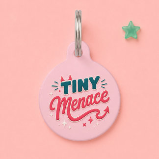 Médaillon Pour Animaux Minuscule Menace Mignon Rose Chien Chat Personnali