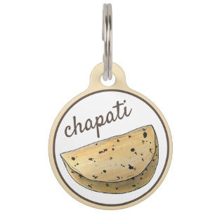 Médaillon Pour Animaux Mon nom Chapati Roti Indian Food Flatbread