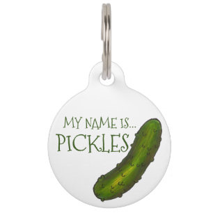 Médaillon Pour Animaux Mon nom est Pickles Green Sour Dill Pickle Chat Ch