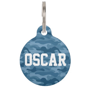 Médaillon Pour Animaux Monocolore bleu acier Camo
