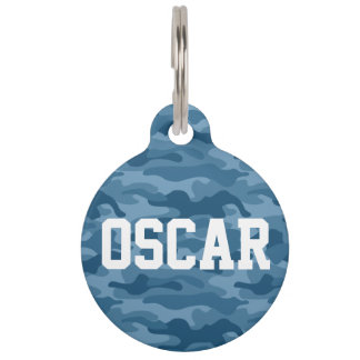 Médaillon Pour Animaux Monocolore bleu acier Camo