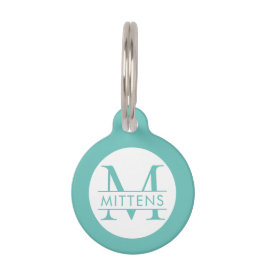 Médaillon Pour Animaux Monogramme bleu turquoise turquoise