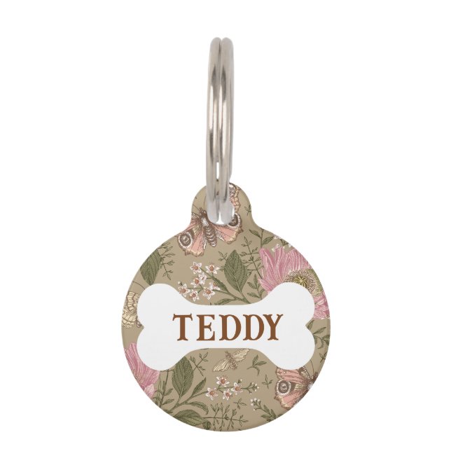 Médaillon Pour Animaux Monogramme botanique Fleur sauvage moderne et tend (Devant)