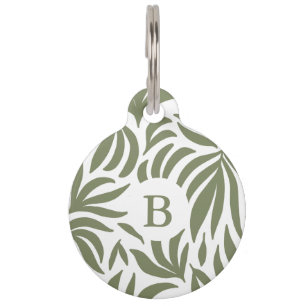 Médaillon Pour Animaux Monogramme Botanique Impression avec Coordonnées