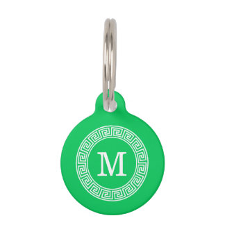 Médaillon Pour Animaux Monogramme initial du cadre Rnd de clé grecque Eme