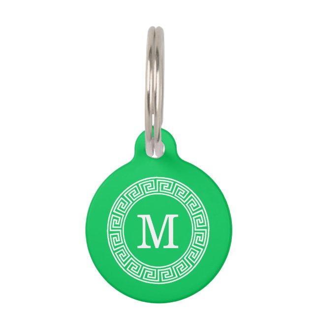 Médaillon Pour Animaux Monogramme initial du cadre Rnd de clé grecque Eme (Devant)