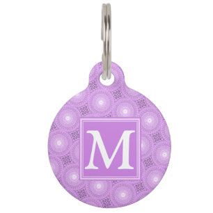 Médaillon Pour Animaux Monogramme lilas cercles pourpres motif