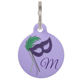 Médaillon Pour Animaux Monogramme Mascarade Mascarade Mardi Gras Violet