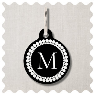 Médaillon Pour Animaux Monogramme noir et blanc