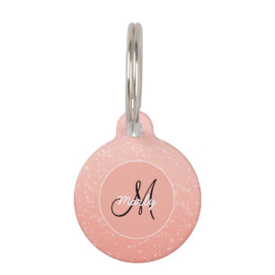 Médaillon Pour Animaux Monogramme Parties scintillant étincelante Rose or