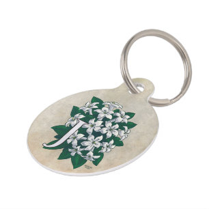 Médaillon Pour Animaux Monogramme personnalisé de fleur de jasmin
