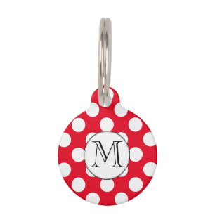 Médaillon Pour Animaux Monogramme Pointe Polka Cute Personnalisé Choisir