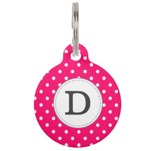 Médaillon Pour Animaux Monogramme pois