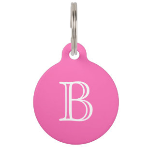Médaillon Pour Animaux Monogramme rose chaud initial