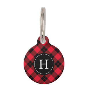 Médaillon Pour Animaux Monogramme rouge et noir