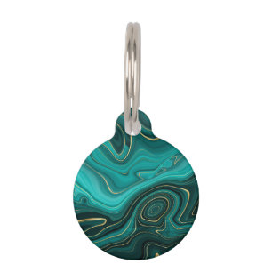 Médaillon Pour Animaux Motif Abstrait Turquoise Glam Luxueux