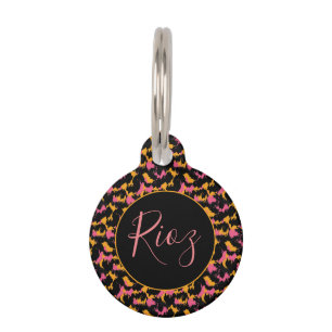 Médaillon Pour Animaux Motif animal rose Nom noir
