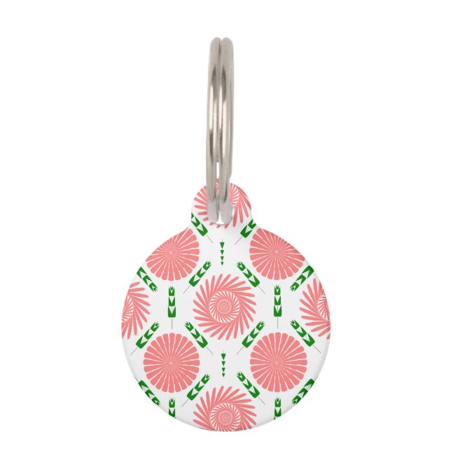 Médaillon Pour Animaux motif aux fleurs roses (Devant)