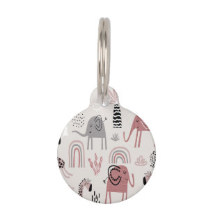 Médaillon Pour Animaux motif avec de mignons éléphants et girafes géant