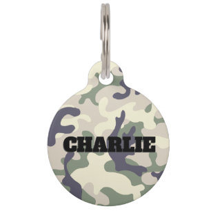 Médaillon Pour Animaux Motif Camo avec nom Take Me Home Info Dog ID