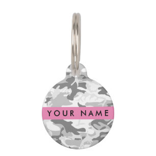 Médaillon Pour Animaux Motif camouflage gris neige hivernale Personnalise