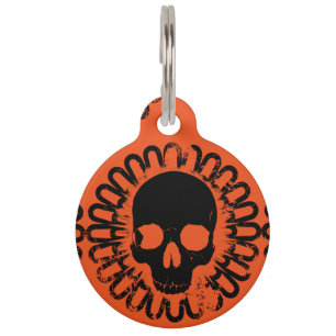 Médaillon Pour Animaux Motif crâne Personnalisé Amusement Halloween Goth 