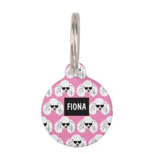 Médaillon Pour Animaux Motif de caniche personnalisé rose mignon