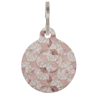 Médaillon Pour Animaux Motif de fleurs d'étoile géométrique d'or rose