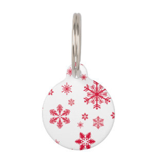 Médaillon Pour Animaux Motif de flocon de neige, Flammes de neige rouges,