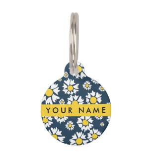 Médaillon Pour Animaux Motif de marguerite, marguerites blanches, Votre n