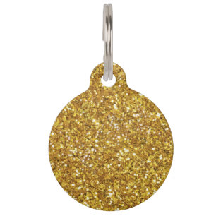 Médaillon Pour Animaux Motif de paillettes scintillantes dorées          