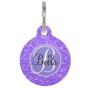 Médaillon Pour Animaux Motif de parties scintillant pétillant violet mono