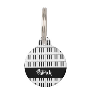 Médaillon Pour Animaux Motif de piano noir et blanc