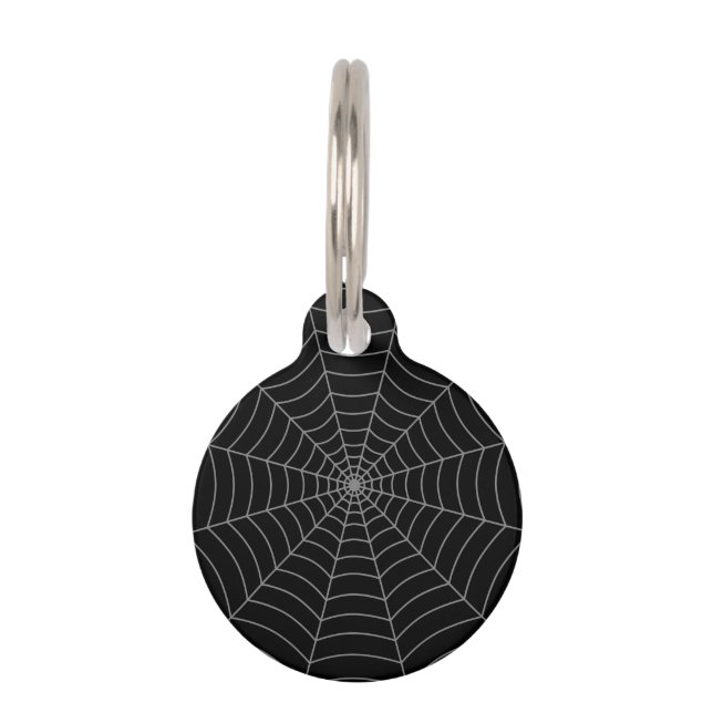 Médaillon Pour Animaux Motif d'Halloween gris noir (Devant)