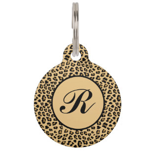 Médaillon Pour Animaux Motif Empreinte de léopard Monogram Cute