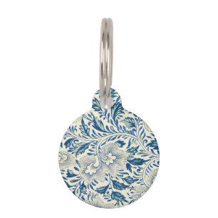 Médaillon Pour Animaux Motif Floral bleu Antique Design asiatique