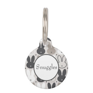 Médaillon Pour Animaux Motif lapin gris beige