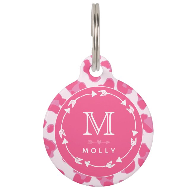 Médaillon Pour Animaux Motif léopard rose - Cute Personnalisé (Devant)
