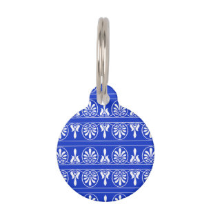 Médaillon Pour Animaux Motif méditerranéen grec Arabesque bleu