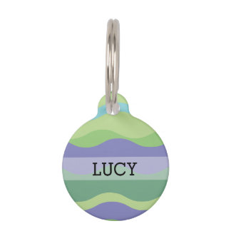 Médaillon Pour Animaux Motif moderne vert et violet personnalisé