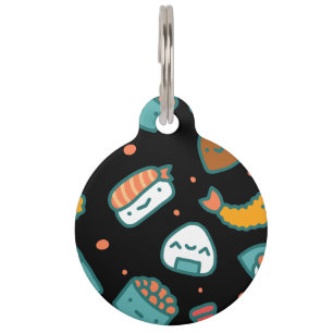 Médaillon Pour Animaux Motif sans couture heureux mignon de sushi sur le