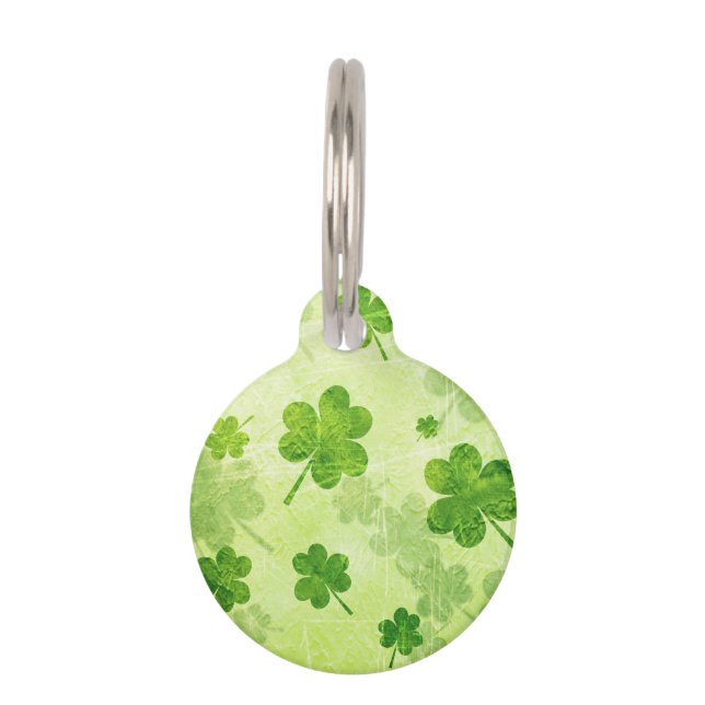 Médaillon Pour Animaux Motif vert de shamrock (Devant)