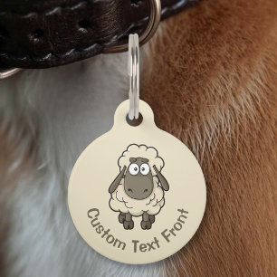 Médaillon Pour Animaux Mouton dessin animé beige