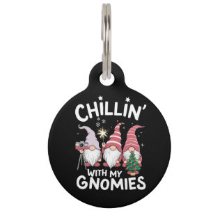 Médaillon Pour Animaux Noël de la famille Gnome, détente avec mes Gnomes