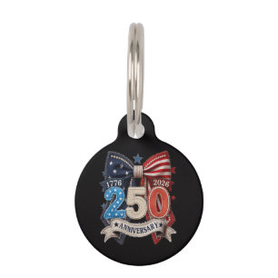 Médaillon Pour Animaux Nœud drapeau américain 250e anniversaire patriotiq