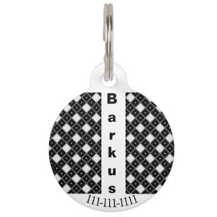 Médaillon Pour Animaux Noir et blanc Double forme de diamant